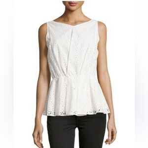 Halston Heritage White Sleeveless Peplum Blouse